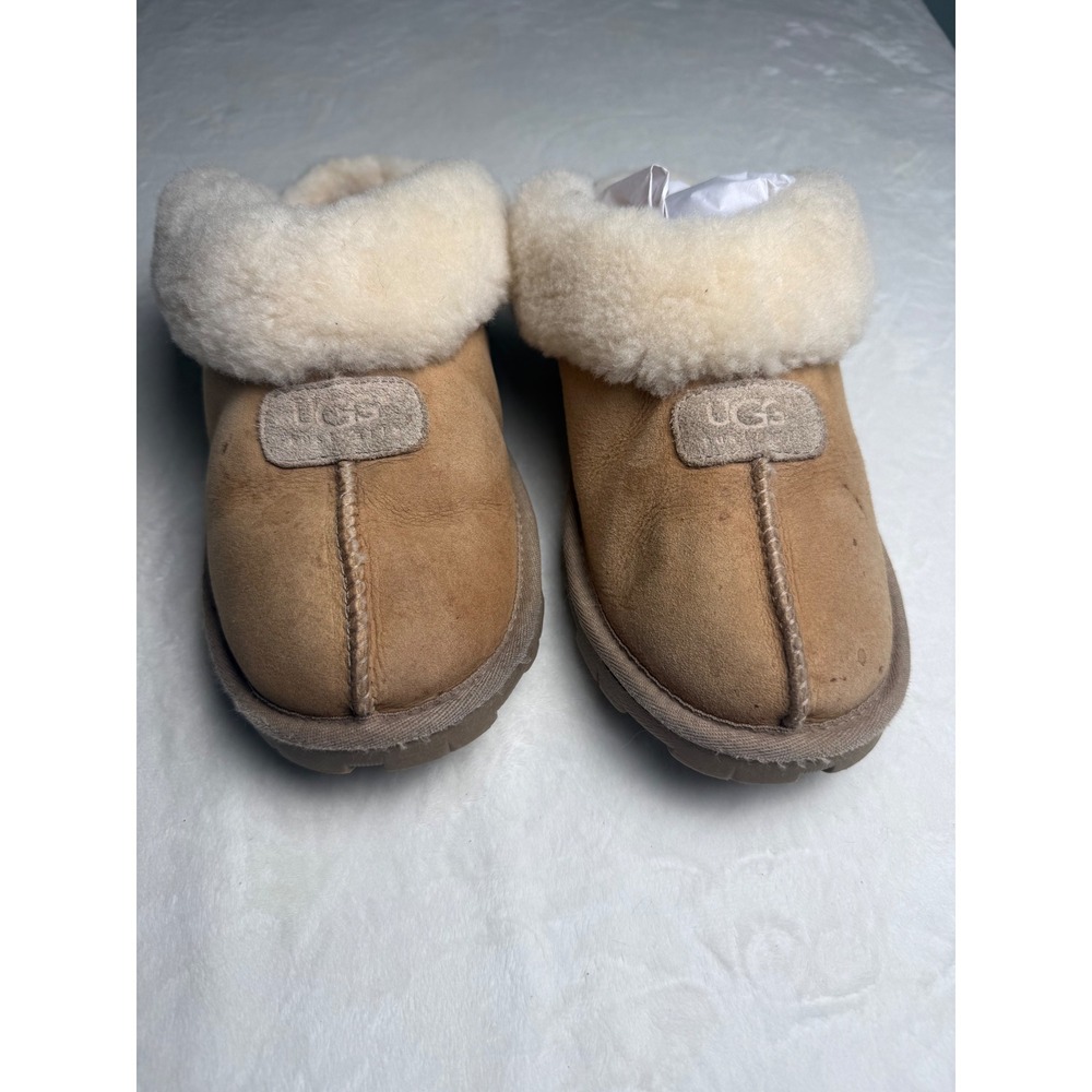 UGG Australia Coquette Chestnut Suede Sheepskin Slippers 5125 Tan Womens 9